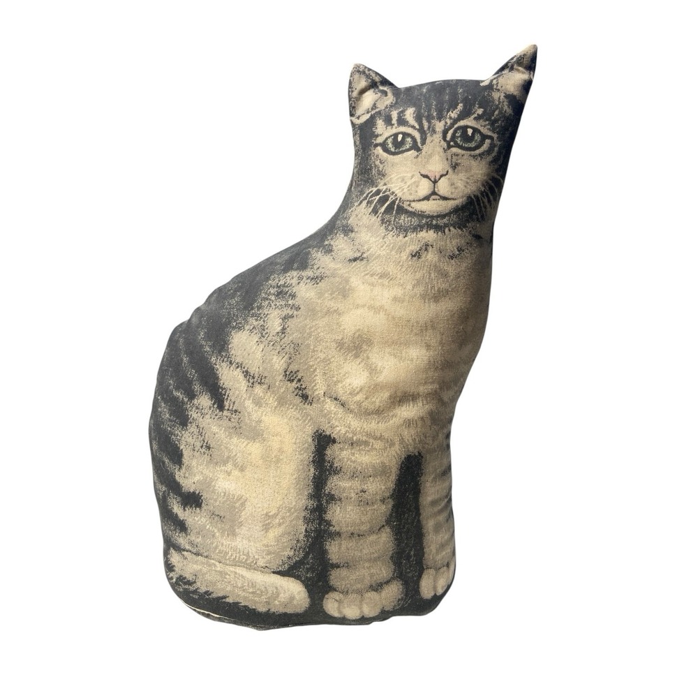 Arnold Co.Tabby Cat Pillow,Stuffed Plush Green Eyes Vintage Clean